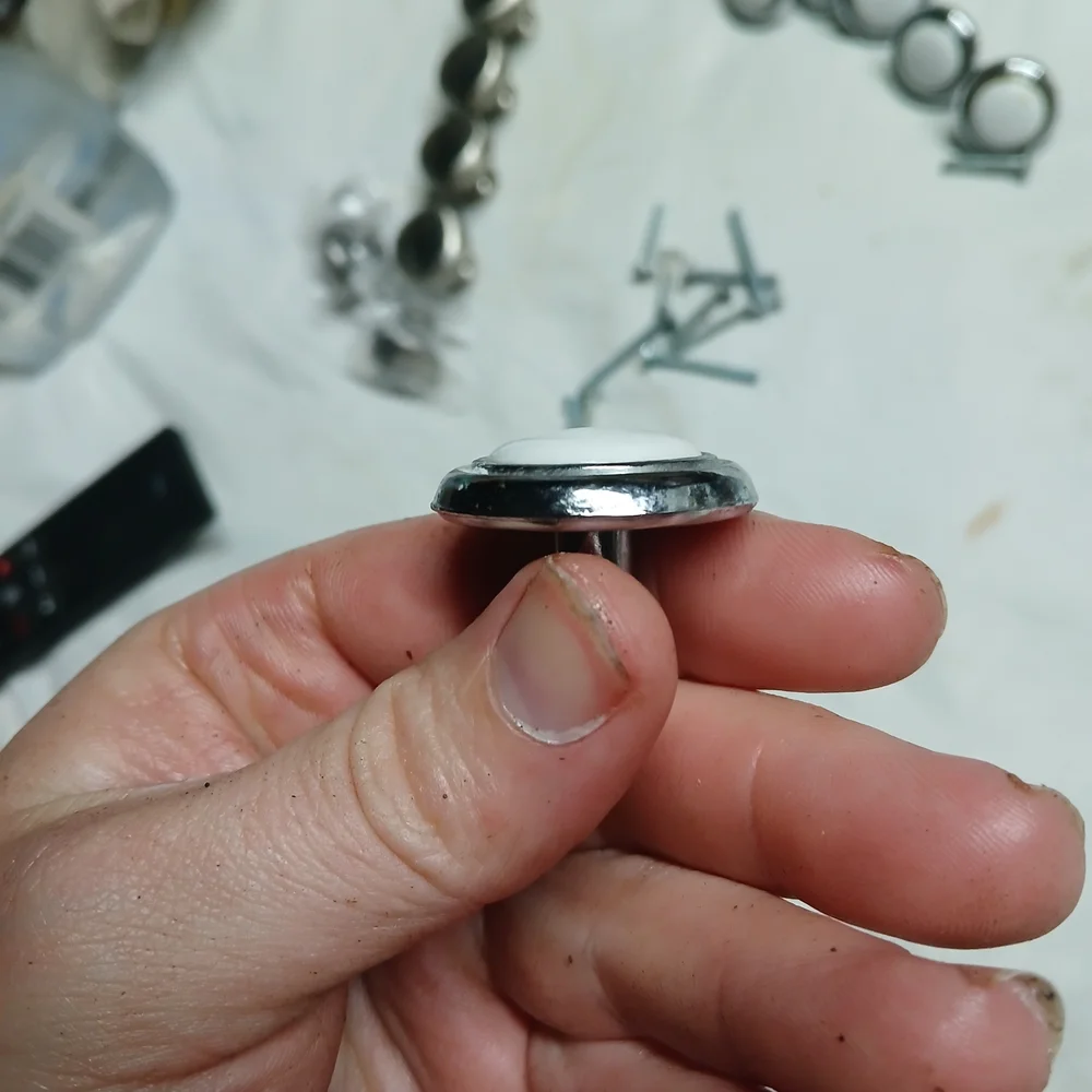 Laurey First Family 1-1/4 in. Chrome and White Round Cabinet Knob. x6